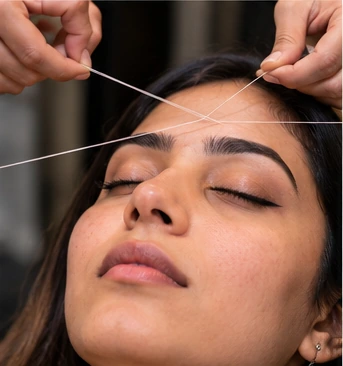 Beauty specialist performing eyebrow care — illustrative stock photo